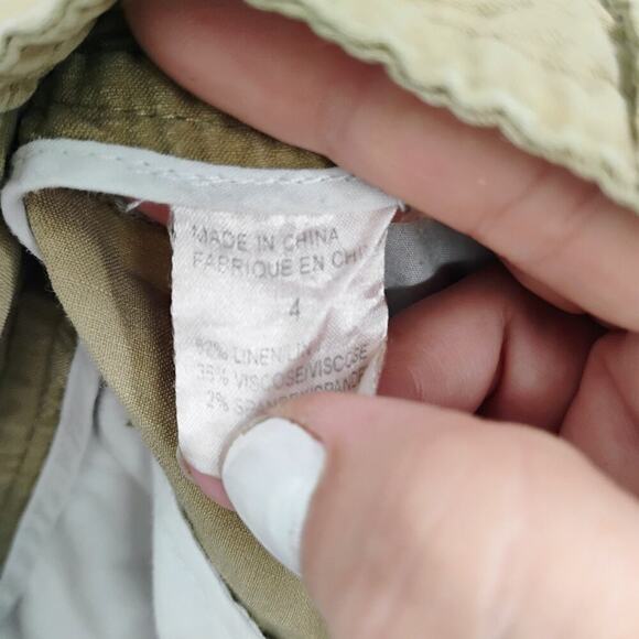 Theory Khaki / Tan Shorts Size 4 100% linen cargo shorts trousers old money - Picture 11 of 11